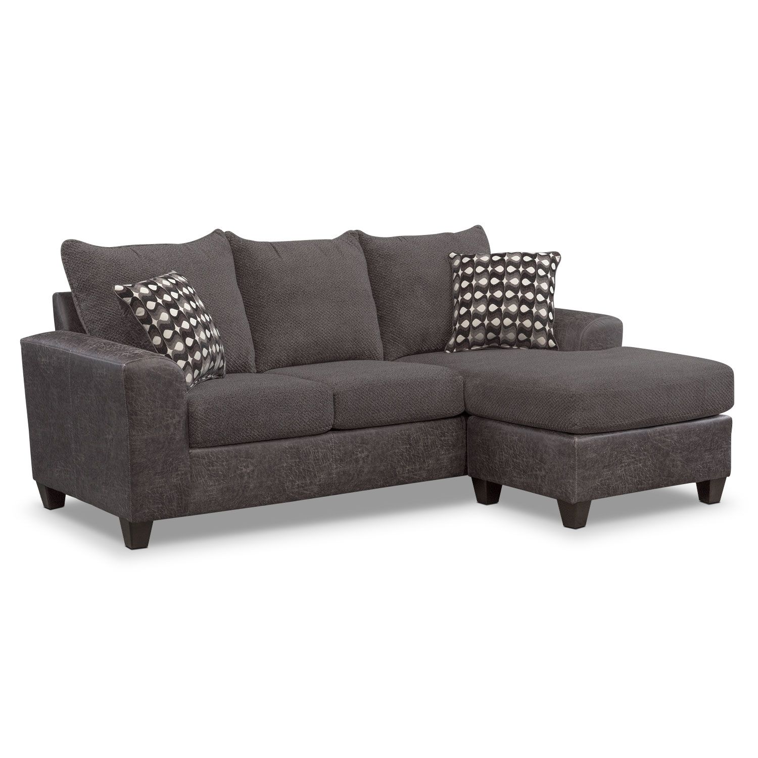 Sofas & Couches | Living Room Seating | Value City Furniture In Aquarius Dark Grey 2 Piece Sectionals With Raf Chaise (View 14 of 25)
