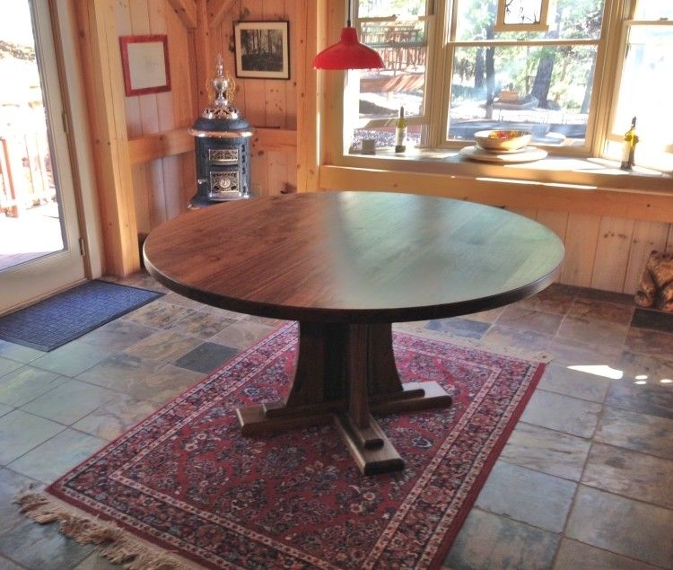 Solid Walnut "craftsman" Round Pedestal Table | Boulder Furniture Arts With Regard To Craftsman Round Dining Tables (View 7 of 25)