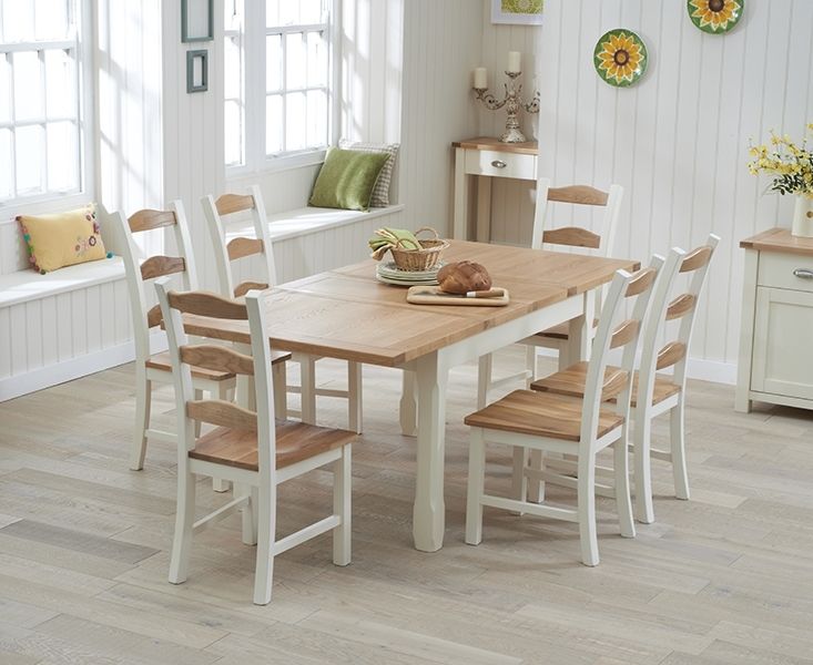 Somerset 130Cm Oak And Cream Extending Dining Table With Chairs Inside Extendable Oak Dining Tables And Chairs (View 3 of 25)