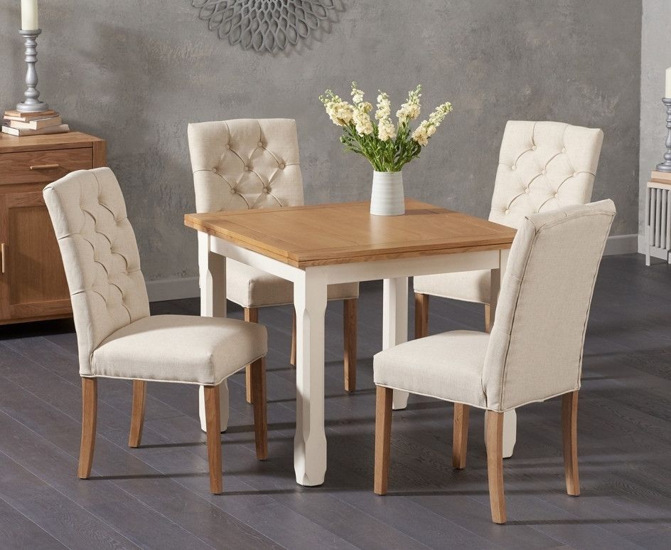 Somerset 90cm Flip Top Oak And Cream Dining Table With Candice Cream Regarding Candice Ii 6 Piece Extension Rectangle Dining Sets (View 6 of 25)