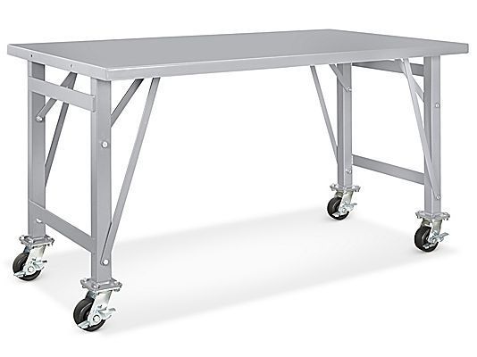 Steel Assembly Table – Mobile, 60 X 36" H 5785 – Uline | Office Inside Ina Matte Black 60 Inch Counter Tables With Frosted Glass (View 10 of 25)