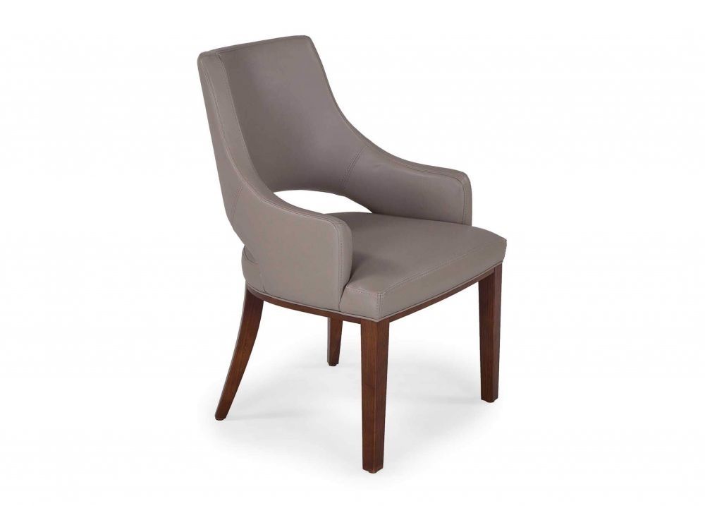 Taupe Leather Dining Chair With Arms – Enzo – Ez Living Furniture Inside Leather Dining Chairs (View 18 of 25)