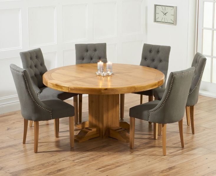 Torino 150Cm Solid Oak Round Pedestal Dining Table With Pacific In Oak Round Dining Tables And Chairs (View 1 of 25)