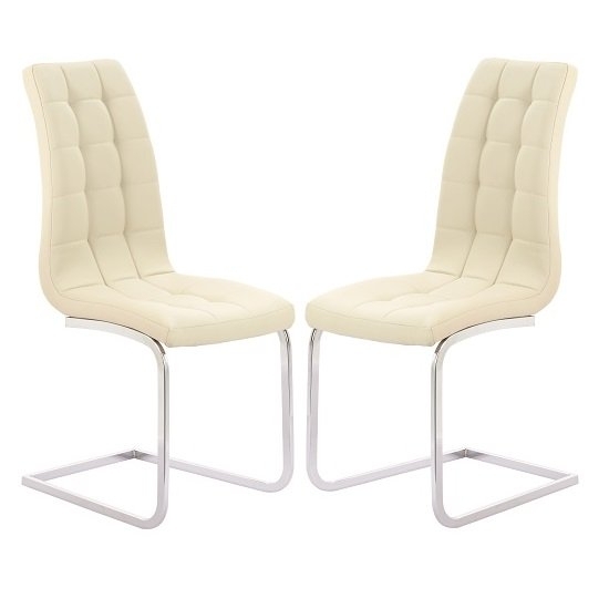 Torres Dining Chair In Cream Faux Leather With Chrome Legs Pertaining To Cream Faux Leather Dining Chairs (Photo 1 of 25)