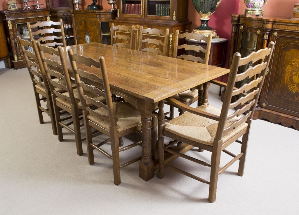 Vintage Solid Oak Refectory Dining Table 8 Chairs Modern Dining Room Pertaining To Solid Oak Dining Tables And 8 Chairs (View 3 of 25)