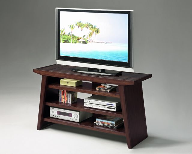 32''h Modern Design Wood Tv Stand Withtampered Glass Top Dark Brown Inside Best And Newest Dark Wood Tv Stands (Photo 7373 of 7825)
