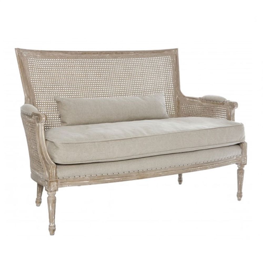 Aidan Gray Isla Settee In Cane | Vintage Style Home Furniture Decor Intended For Aidan Ii Sofa Chairs (View 11 of 25)