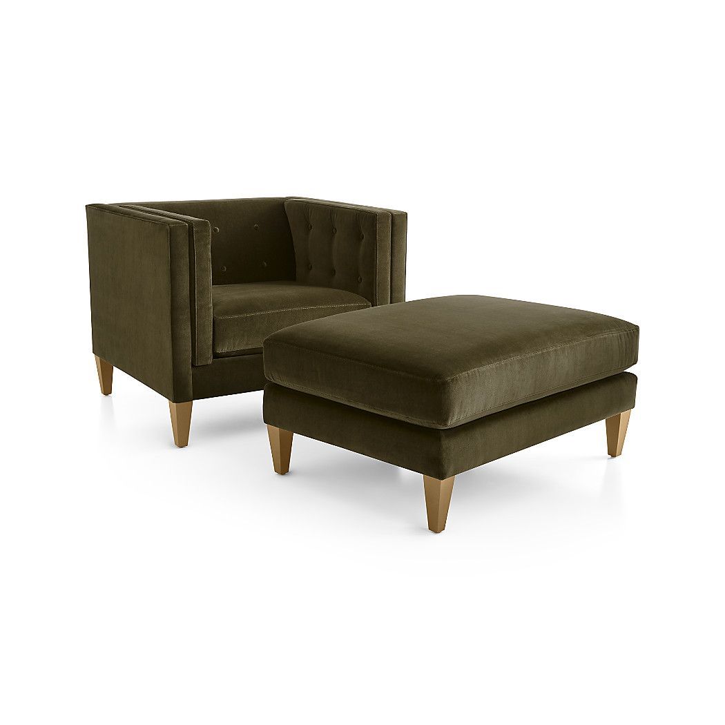 Aidan Velvet 38" Tufted Chair | Seat Cushions, Crates And Barrels Intended For Aidan Ii Swivel Accent Chairs (View 17 of 25)