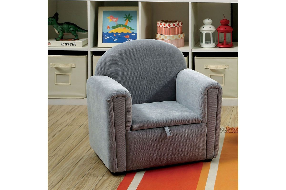 Amari Hidden Seat Storage Youth Accent Chair In Grey At Gardner White Intended For Amari Swivel Accent Chairs (View 16 of 25)