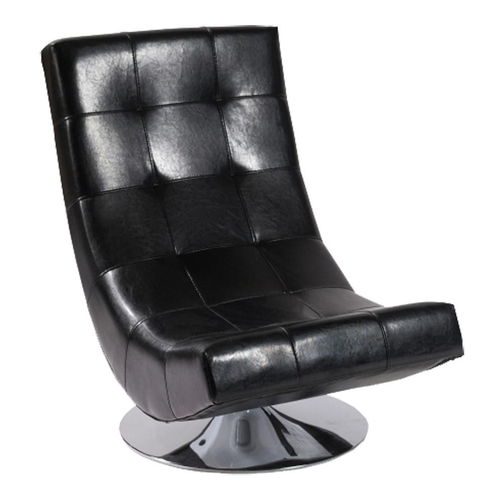 Armen Living Mario Swivel Chair Black Bonded Leather Lc3634clbl Pertaining To Leather Black Swivel Chairs (Photo 22 of 25)