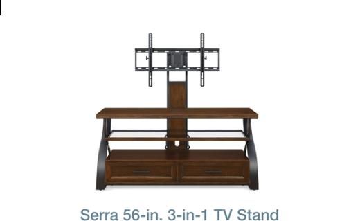 Bayside Furnishings Serra 56" 3 In 1 Tv Stand – Video Guides Throughout 2018 Tv Stands For Tube Tvs (Photo 6981 of 7825)