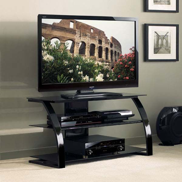 Bello High Gloss Black 46 Inch Glass Flat Panel Tv Stand Pvs4204hg Throughout Well Known Shiny Black Tv Stands (Photo 6851 of 7825)