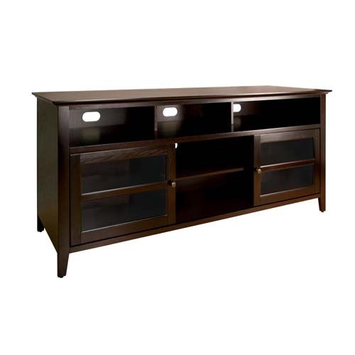 Bello No Tools Assembly 65 Inch Wood Tv Cabinet Dark Espresso Wavs99163 Pertaining To Most Popular Dark Wood Tv Stands (Photo 7365 of 7825)