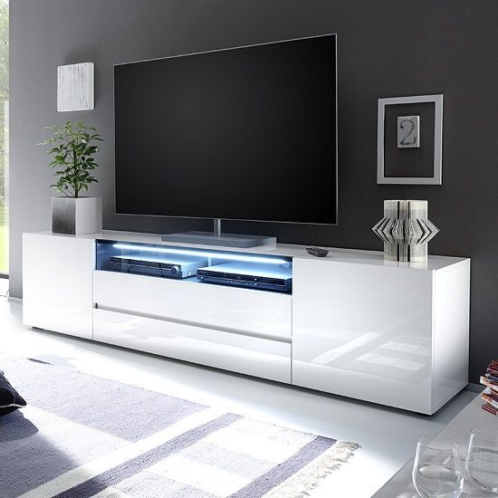 Best And Newest White High Gloss Tv Stands Within Leon Tv Stand In White High Gloss With Led Lighting In 2019 (Photo 7111 of 7825)