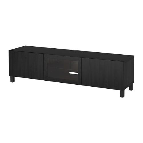 Bestå Tv Unit With Drawers And Door – Lappviken Black Brown Clear Throughout Most Recent Black Tv Cabinets With Drawers (View 6 of 25)