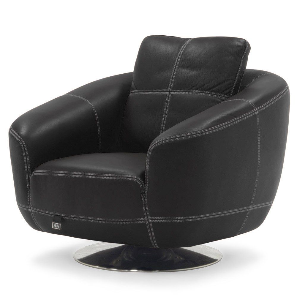 Black Lucy Swivel Chair | Zuri Furniture Within Leather Black Swivel Chairs (View 8 of 25)