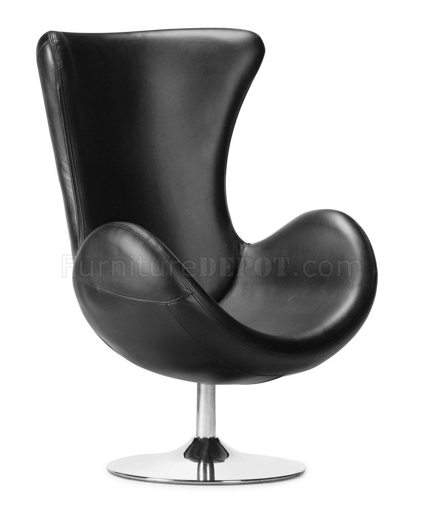 Black Or White Leatherette Contemporary Swivel Chair With Leather Black Swivel Chairs (View 25 of 25)