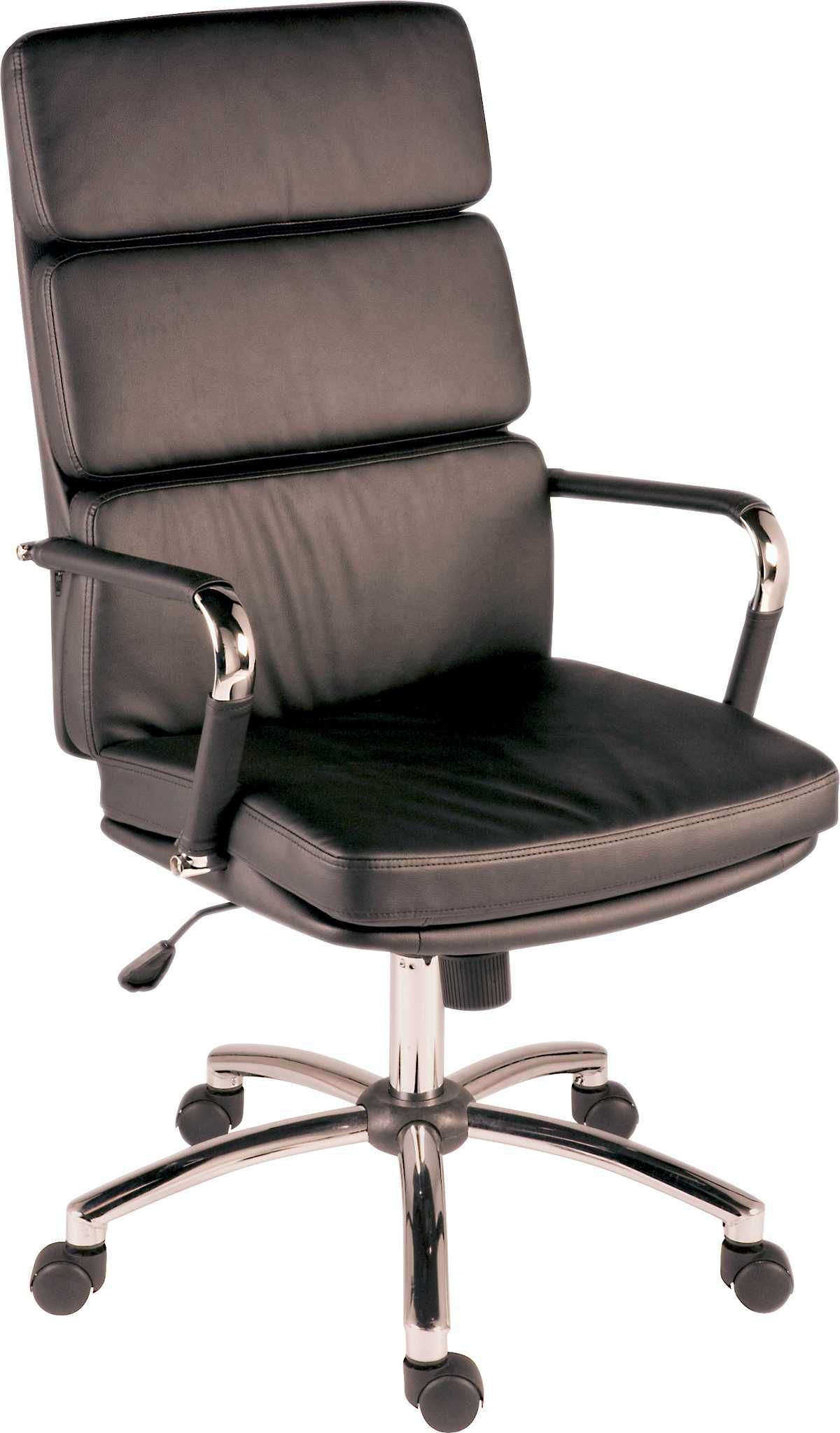 Budget Eames Style Padded Faux Leather Office Executive Swivel Chair In Leather Black Swivel Chairs (Photo 23 of 25)