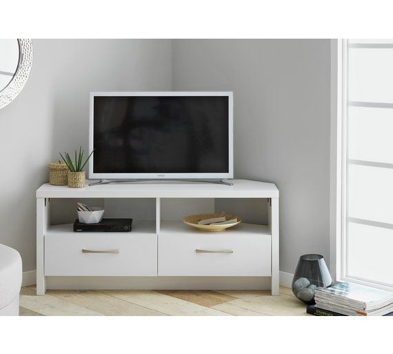 Buy Collection Venice 2 Drawer Large Corner Tv Unit – White At Argos For Current White Corner Tv Cabinets (Photo 7042 of 7825)