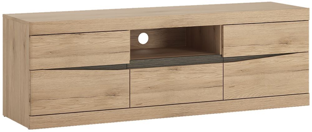 Buy Trieste Oak Tv Cabinet – Wide 2 Door 1 Drawer Online – Cfs Uk Throughout Famous Oak Tv Cabinet With Doors (Photo 20 of 25)