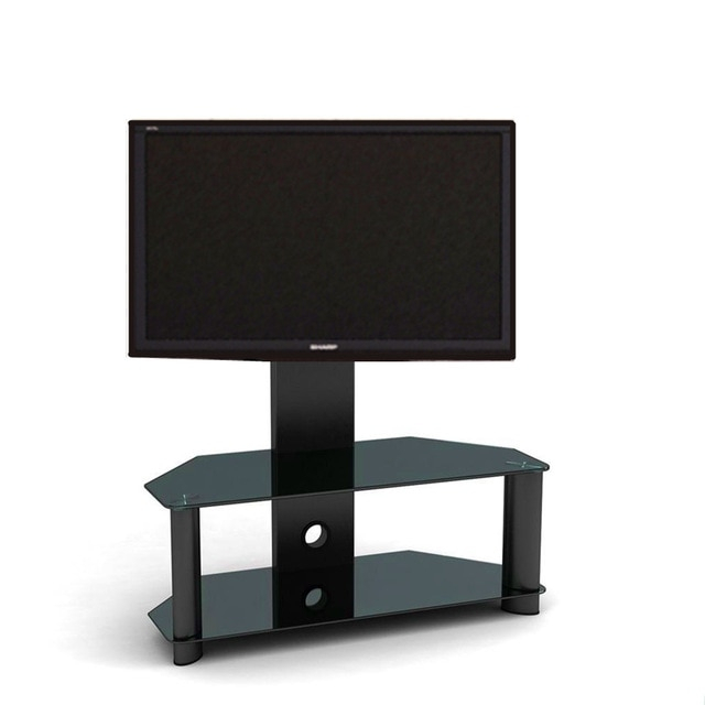 Cantilever Glass Tv Stand With Bracket For Plasma Lcd Tv Living Room With 2017 Cantilever Glass Tv Stand (Photo 1 of 25)