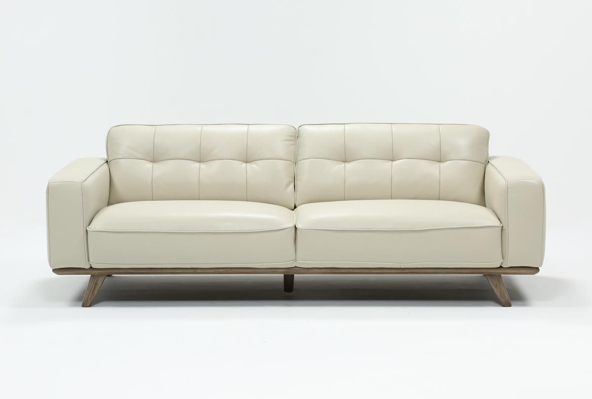 Caressa Leather Dove Grey Sofa | Living Spaces Within Caressa Leather Dove Grey Sofa Chairs (Photo 1 of 25)