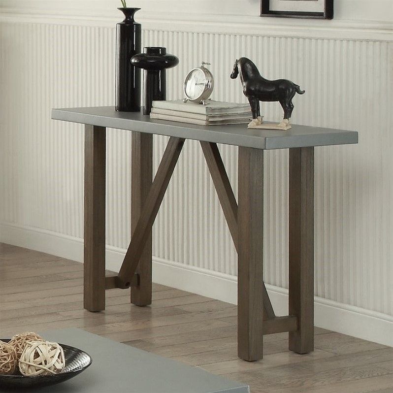 Concrete Top Console Table Awe Parsons Dark Steel Base 48x16 Reviews With Well Known Parsons Concrete Top & Brass Base 48x16 Console Tables (View 3 of 25)