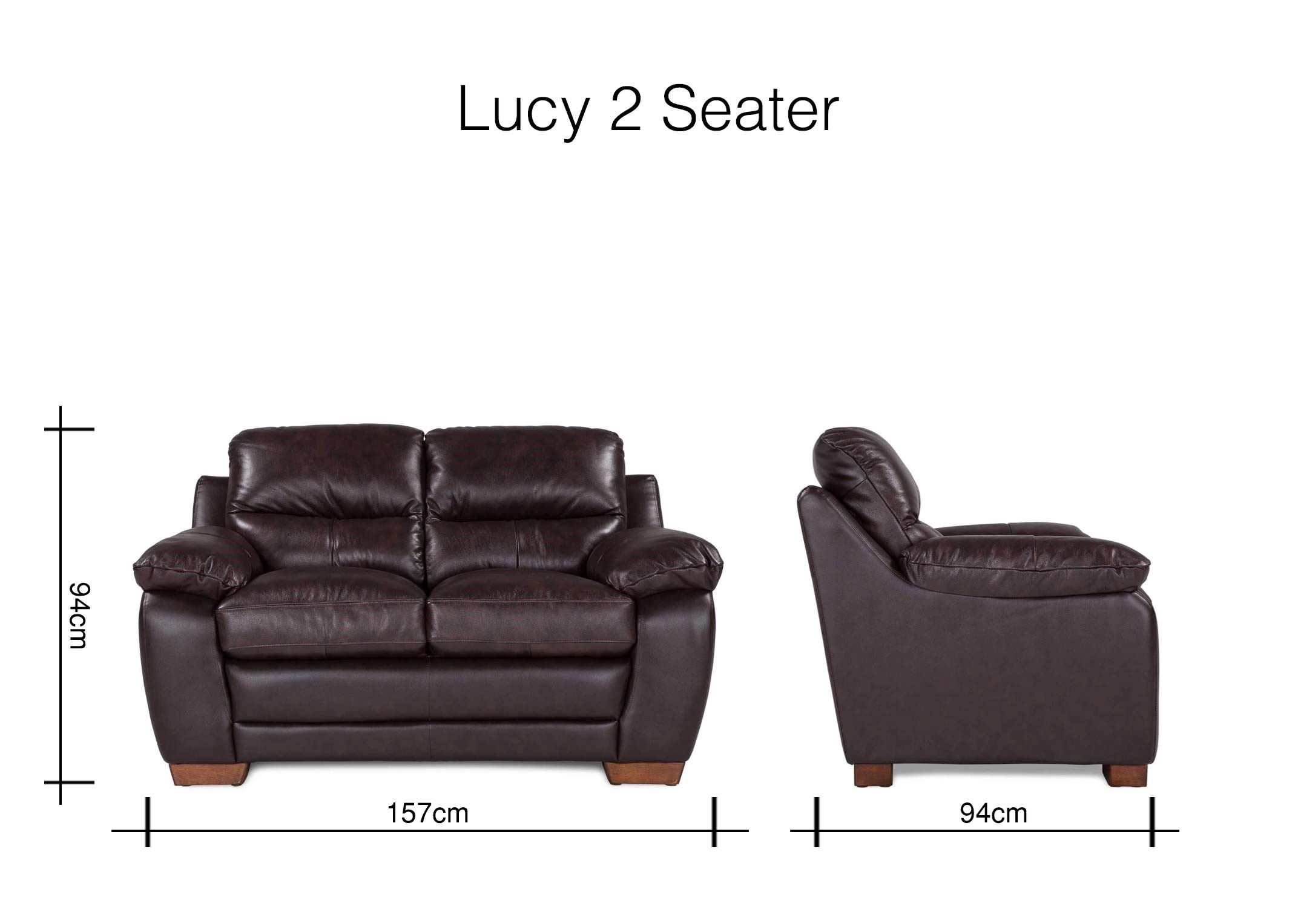 Contemporary Brown Leather 2 Seater Sofa – Lucy – Ez Living Furniture Regarding Lucy Grey Sofa Chairs (Photo 23 of 25)