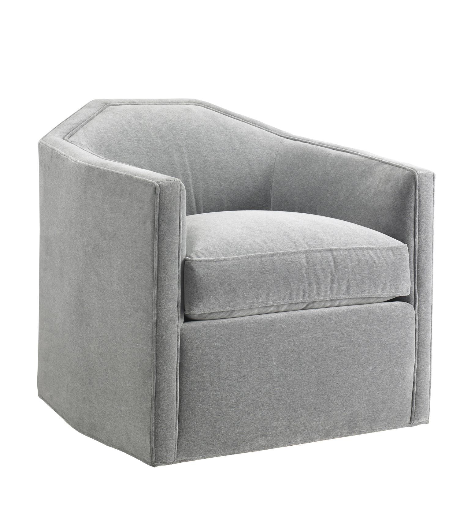 Contemporary Grey Velvet Upholstered Swivel Chair | Upholstered For Circuit Swivel Accent Chairs (View 3 of 25)