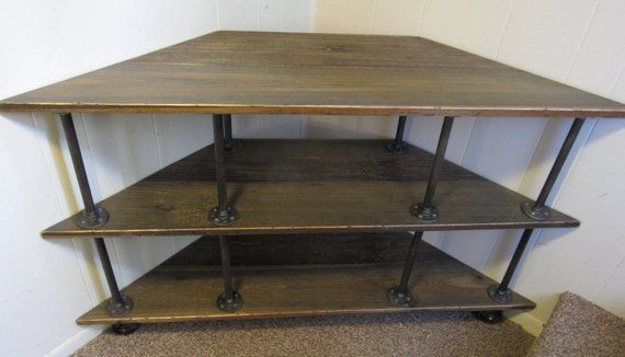 Corner Tv Stand Industrial Iron And Wood For 46 To (Photo 6924 of 7825)