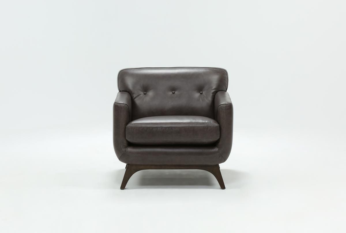 Cosette Leather Chair | Living Spaces Throughout Gina Grey Leather Sofa Chairs (View 15 of 25)