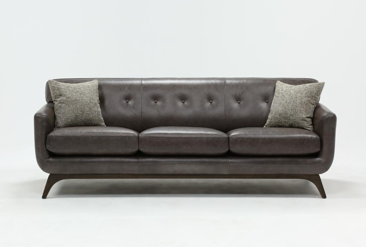 Cosette Leather Sofa | Living Spaces For Gina Grey Leather Sofa Chairs (Photo 1 of 25)