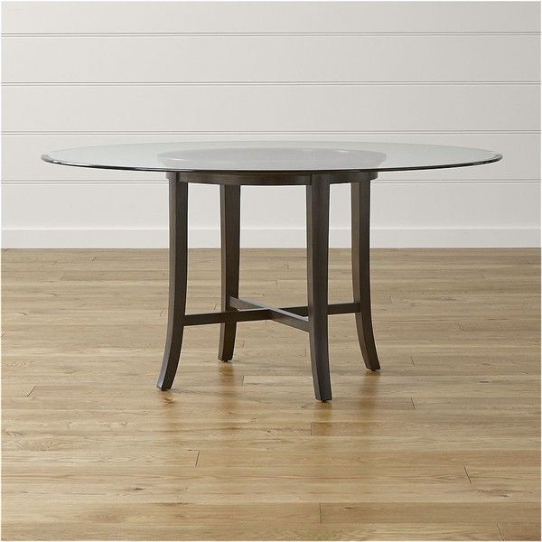 Crate & Barrel Halo Ebony Round Dining Table With 60" Glass Top For 2017 Parsons Grey Solid Surface Top &amp; Elm Base 48x16 Console Tables (View 23 of 25)
