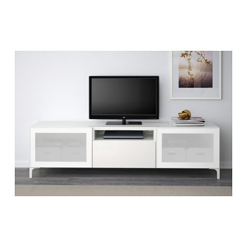 Current Tv Bench White Gloss Intended For Bestå Tv Bench White/selsviken High Gloss/white Frosted Glass 180 X (View 18 of 25)