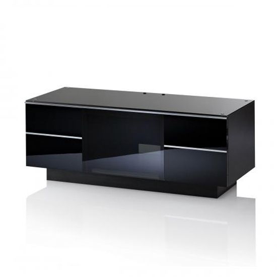 Damian Tv Stand In Black Glass Top And Piano Black High In Black Tv Regarding Trendy Shiny Black Tv Stands (Photo 6840 of 7825)