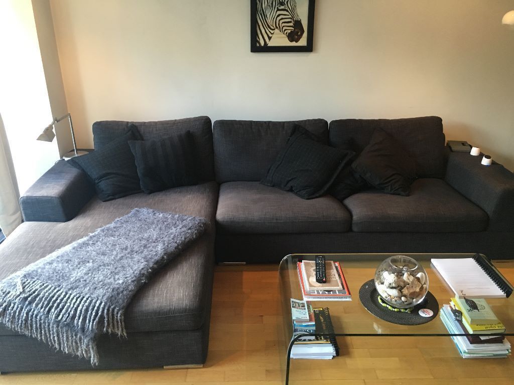 Dark Grey/black L Shaped Dwell Couch | Earls Court, London | Gumtree With London Dark Grey Sofa Chairs (View 13 of 25)