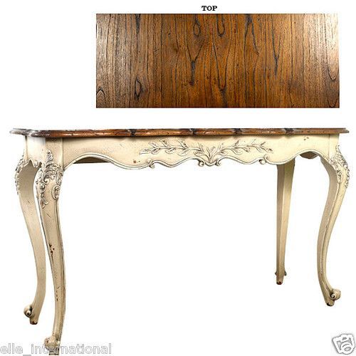 Fashionable Antique White Distressed Console Tables In French Country Antique White Distressed Console Table Mahogany Top (Photo 11 of 25)