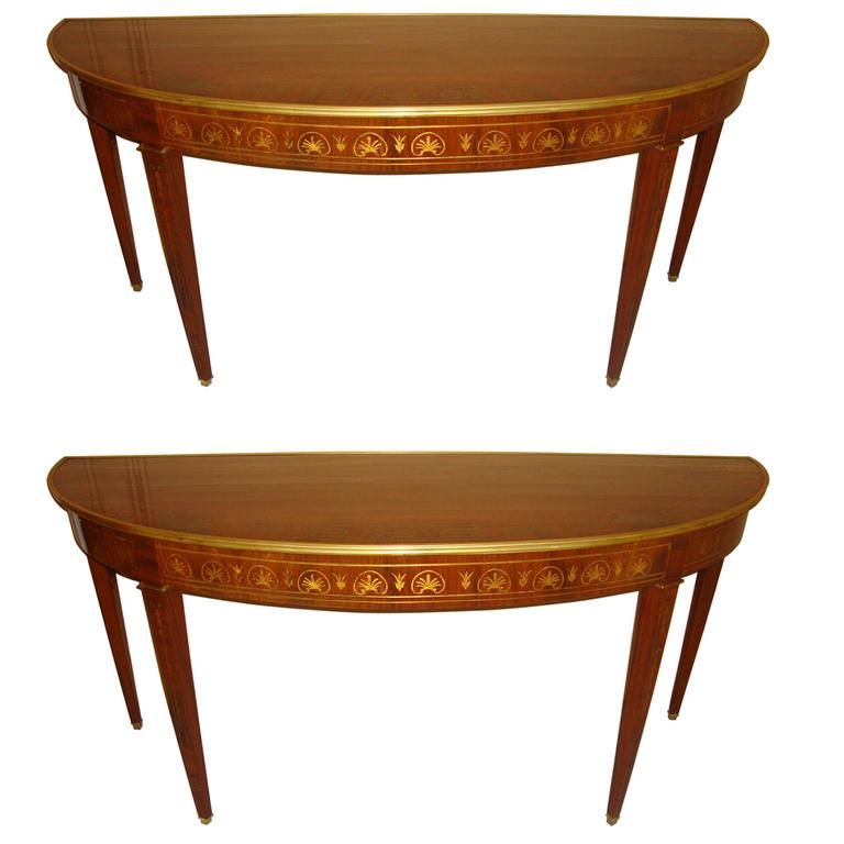 Favorite Orange Inlay Console Tables With Regard To Pair Of Monumental Boule Inlaid Demilune Console Tables For Sale At (View 4 of 25)