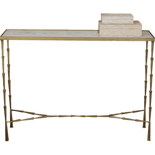 Favorite Parsons Travertine Top &amp; Brass Base 48x16 Console Tables Throughout Found It At Dwellstudio – Apex Console (Photo 14 of 25)