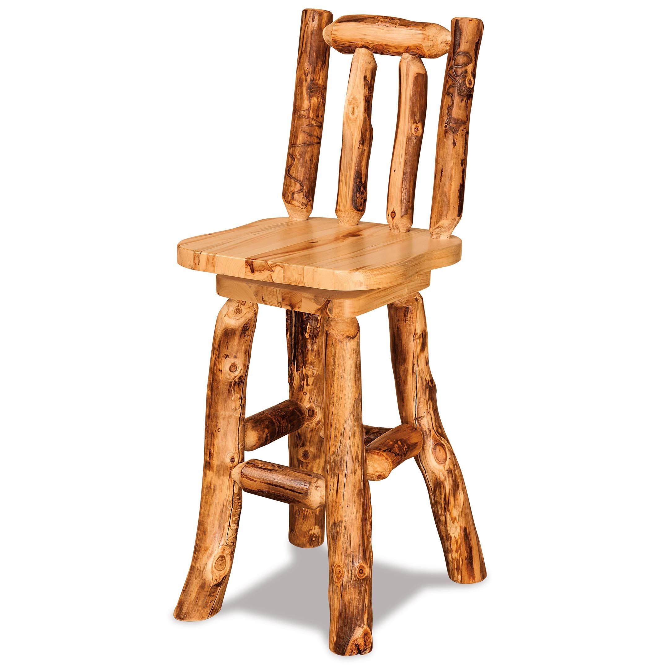 Fireside Rustic Aspen Swivel Log Bar Stools – The Log Furniture Store Inside Aspen Swivel Chairs (View 13 of 25)