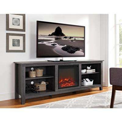 Gray – Electric Fireplaces – Fireplaces – The Home Depot For Most Recent Kenzie 72 Inch Open Display Tv Stands (View 12 of 25)