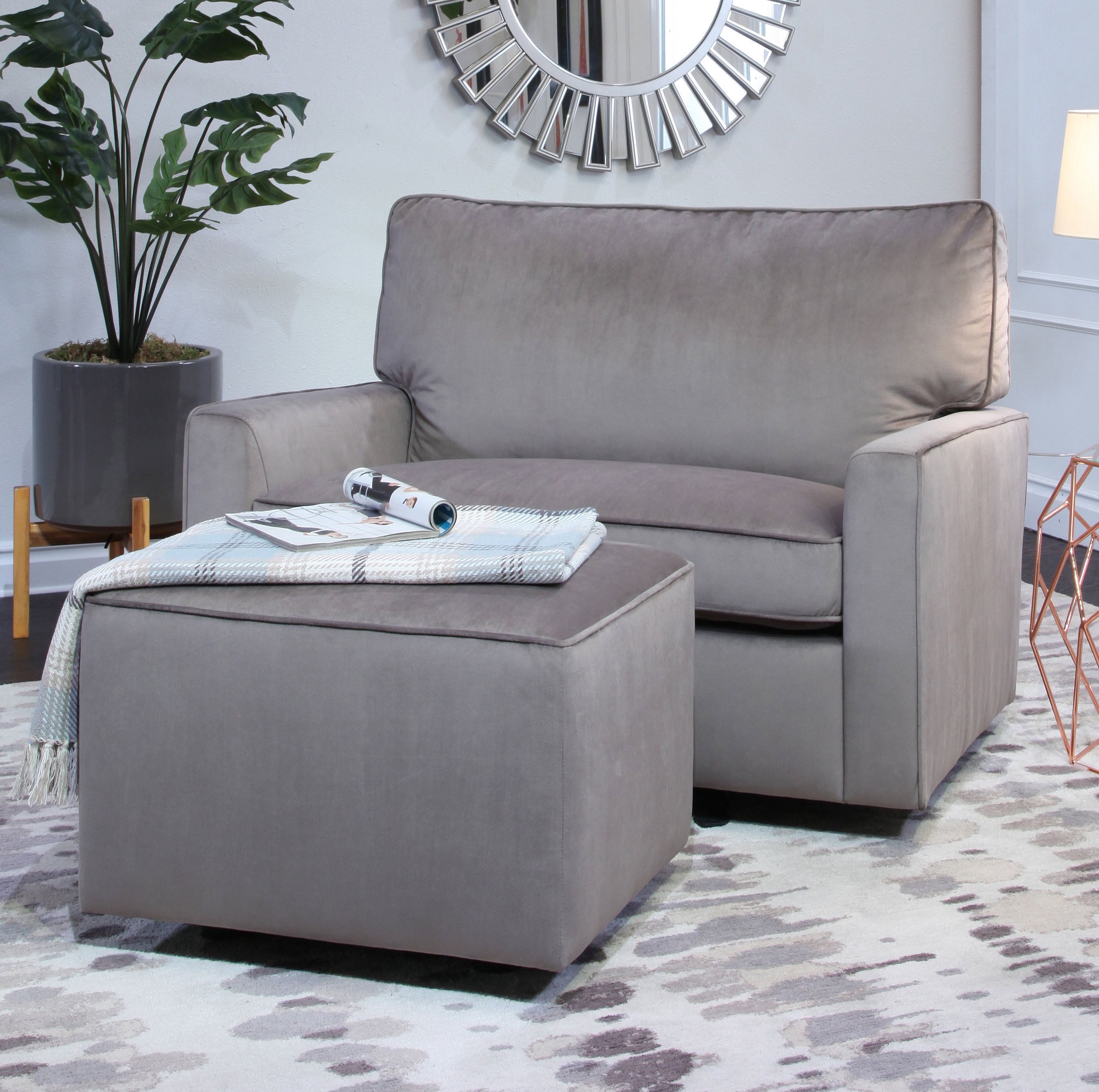 Harriet Bee Craner Oversized Glider Chair And Ottoman | Wayfair With Sheldon Oversized Sofa Chairs (View 16 of 25)