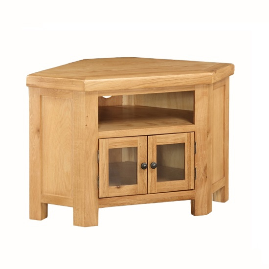 Heaton Wooden Corner Tv Stand In Solid Oak With 2 Doors With Recent Wooden Corner Tv Stands (Photo 1 of 25)