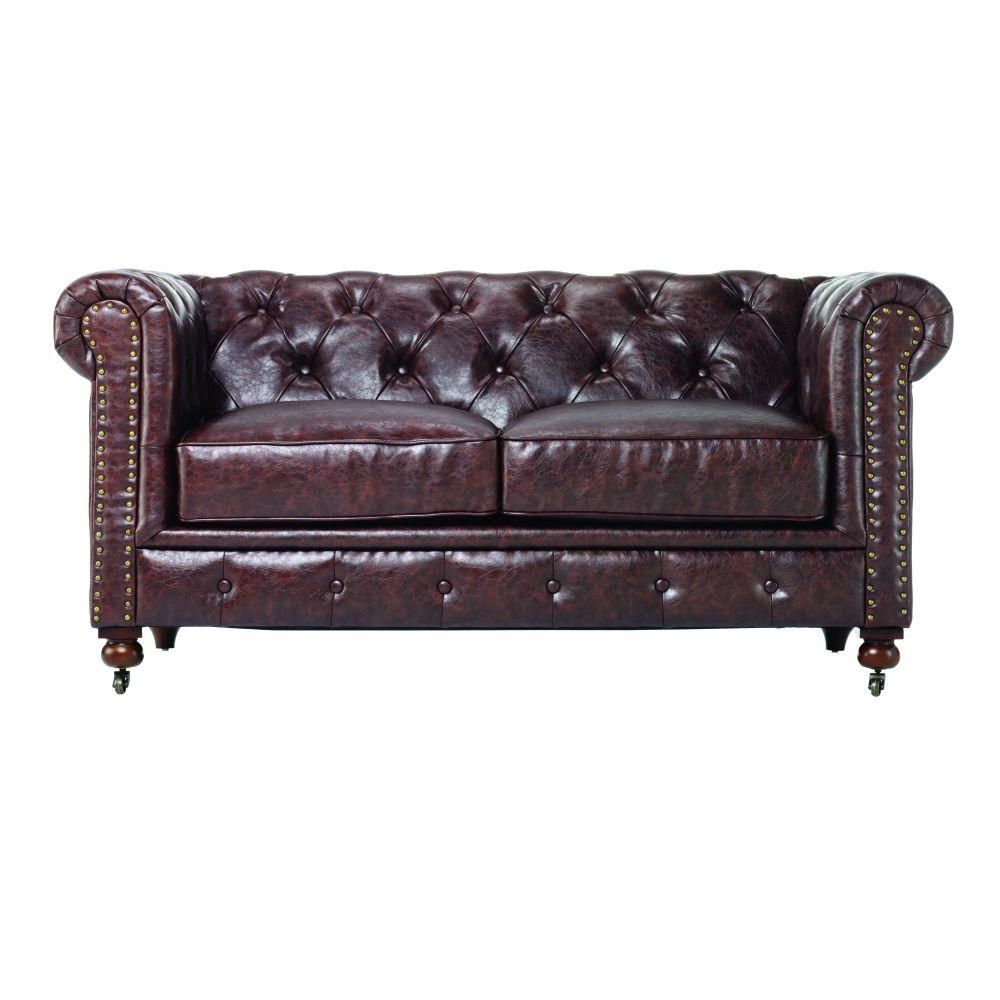 Home Decorators Collection Gordon Brown Leather Loveseat 0849500760 Inside Gordon Arm Sofa Chairs (View 17 of 25)