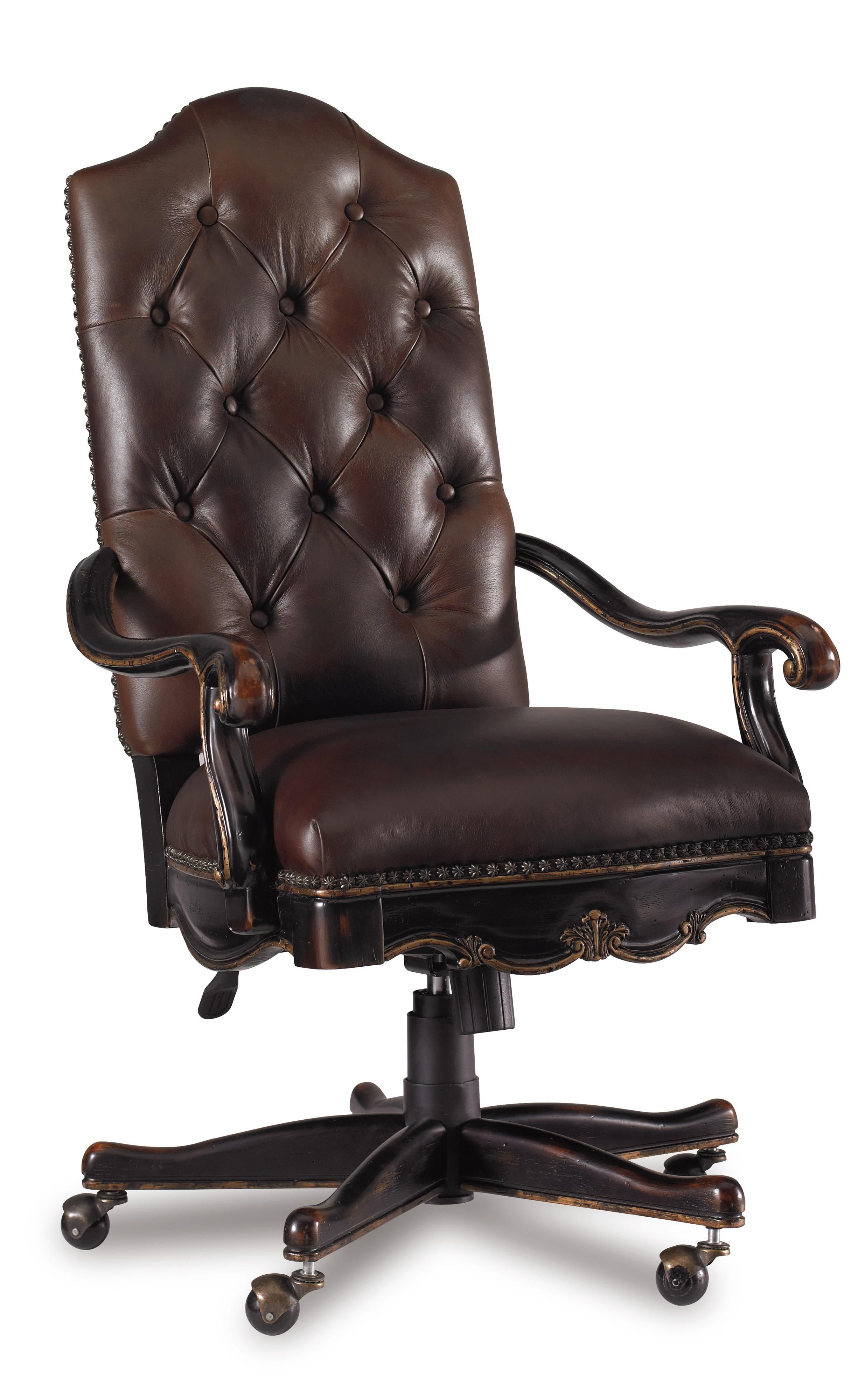 Hooker Furniture Grandover Tufted Leather Executive Office Chair For Chocolate Brown Leather Tufted Swivel Chairs (View 14 of 25)