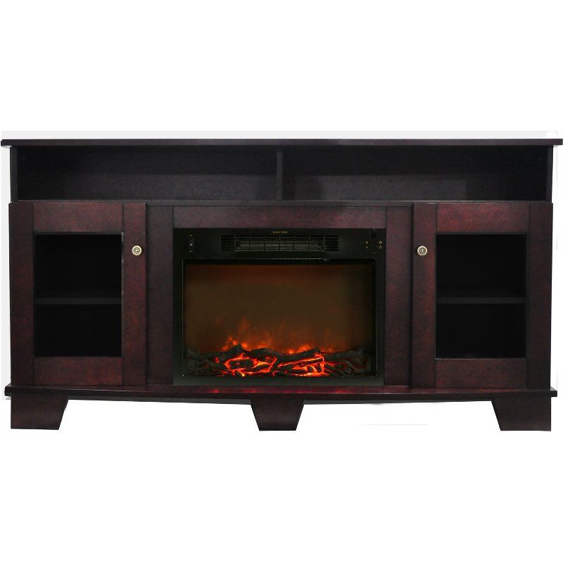 Mahogany Brown Wooden 60 Inch Fireplace Tv Stand – Savona (Photo 6957 of 7825)
