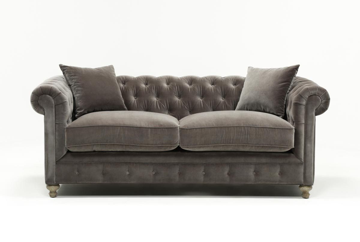 Mansfield 86 Inch Graphite Velvet Sofa | Living Spaces Intended For Mansfield Graphite Velvet Sofa Chairs (Photo 1 of 25)