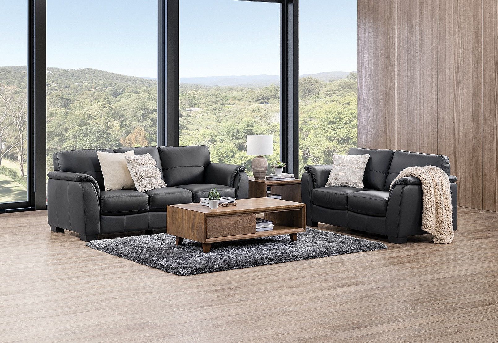 Marissa Leather Sofa Pair | Amart Furniture In Marissa Sofa Chairs (View 11 of 25)