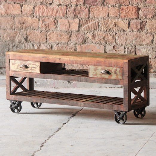 Mary Rose Reclaimed Wood Tv Stand On Wheelsmodish Living. Wheels Pertaining To Favorite Reclaimed Wood And Metal Tv Stands (Photo 7398 of 7825)