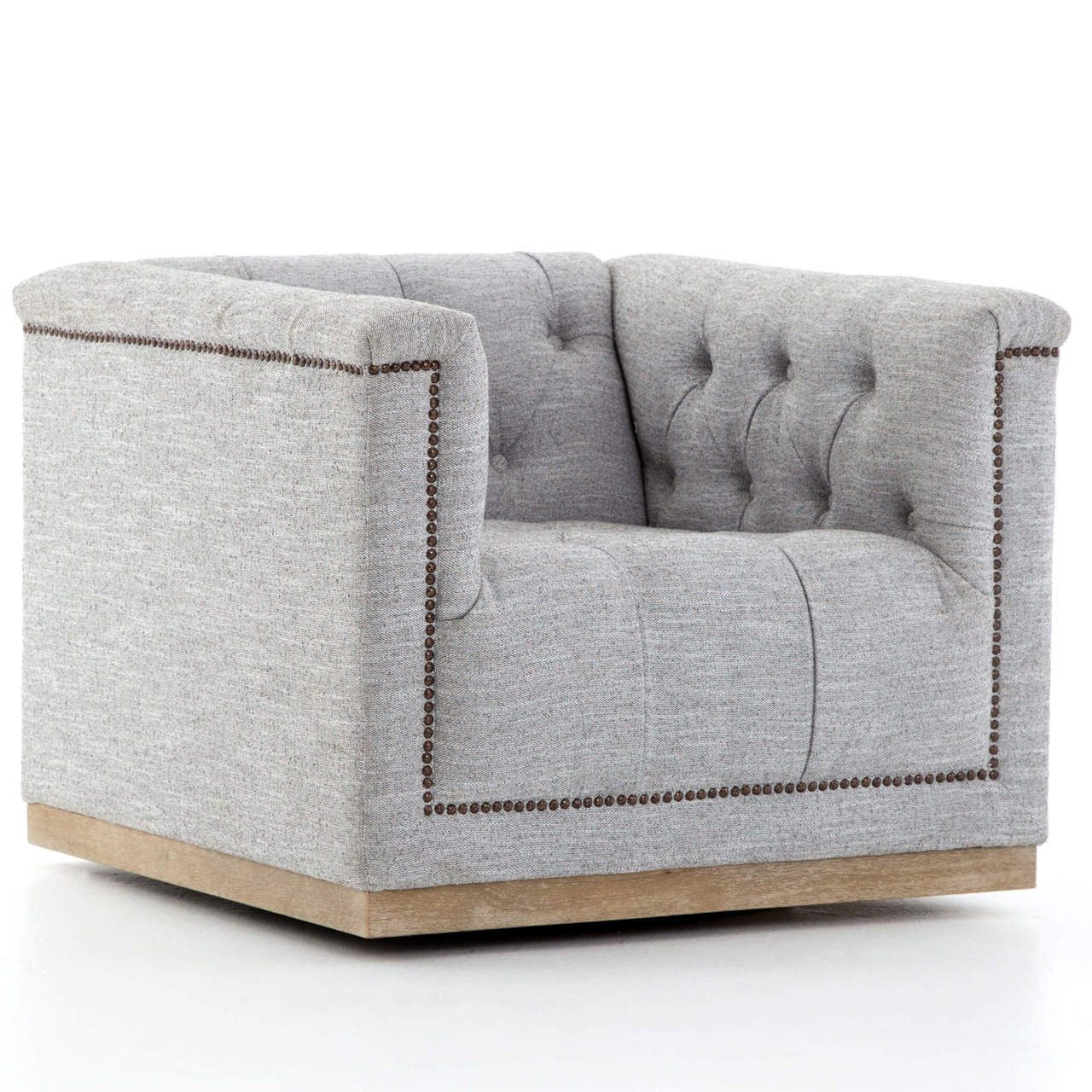 Maxx Grey Fabric Upholstered Tufted Swivel Club Chair In 2018 Regarding Manor Grey Swivel Chairs (Photo 1 of 25)